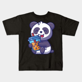 Kawaii Cute Anime Panda Otaku Japanese Bubble Boba Tea Gifts Kids T-Shirt